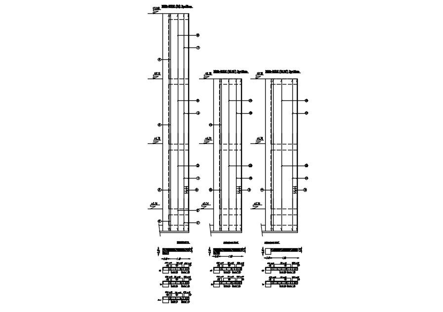 Layout of steel structure strut bar design in AutoCAD drawing, CAD file