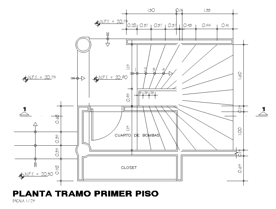 Layout of the first-floor section plan is given in this AutoCAD model. Download the AutoCAD DWG drawing file.