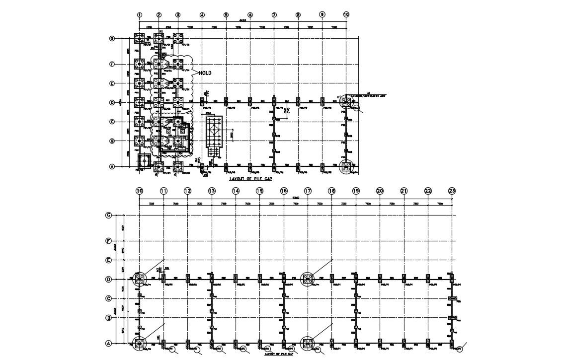 Layout of the pile cap . Download cad free file | CADBULL