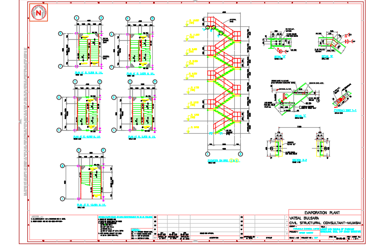 Layout of the staircase structural steel tower drawing