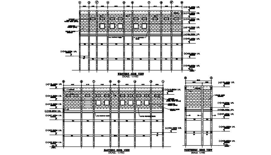 Layout of tie beam and elevation. Download AutoCAD DWG file.