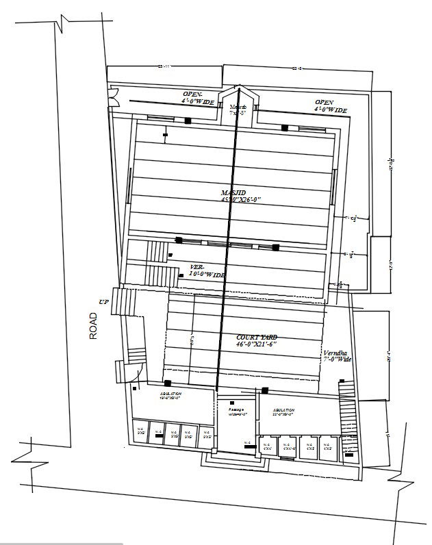 Layout plan of mosque in AutoCAD 2D design, CAD file, dwg file