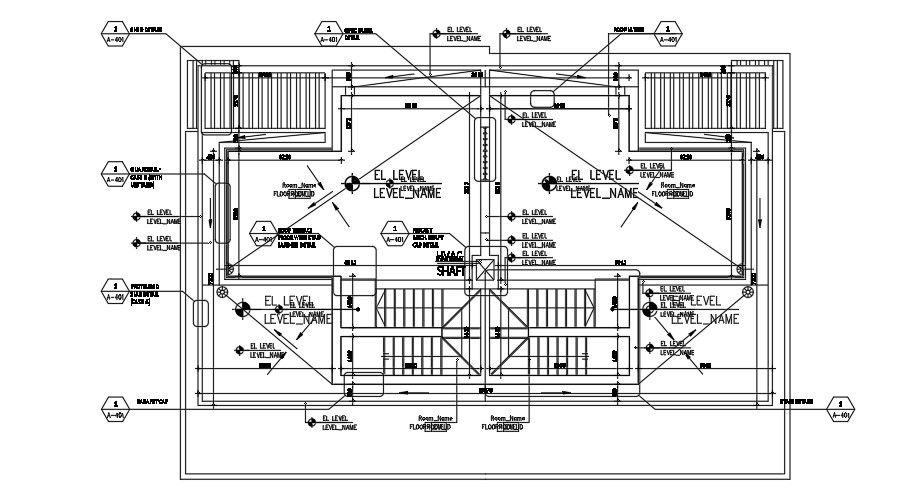 Layout plan of office building floor including top view and section plan.