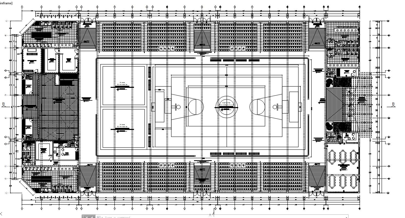 Layout plan of the sports stadium design in AutoCAD 2D drawing, CAD file, dwg file