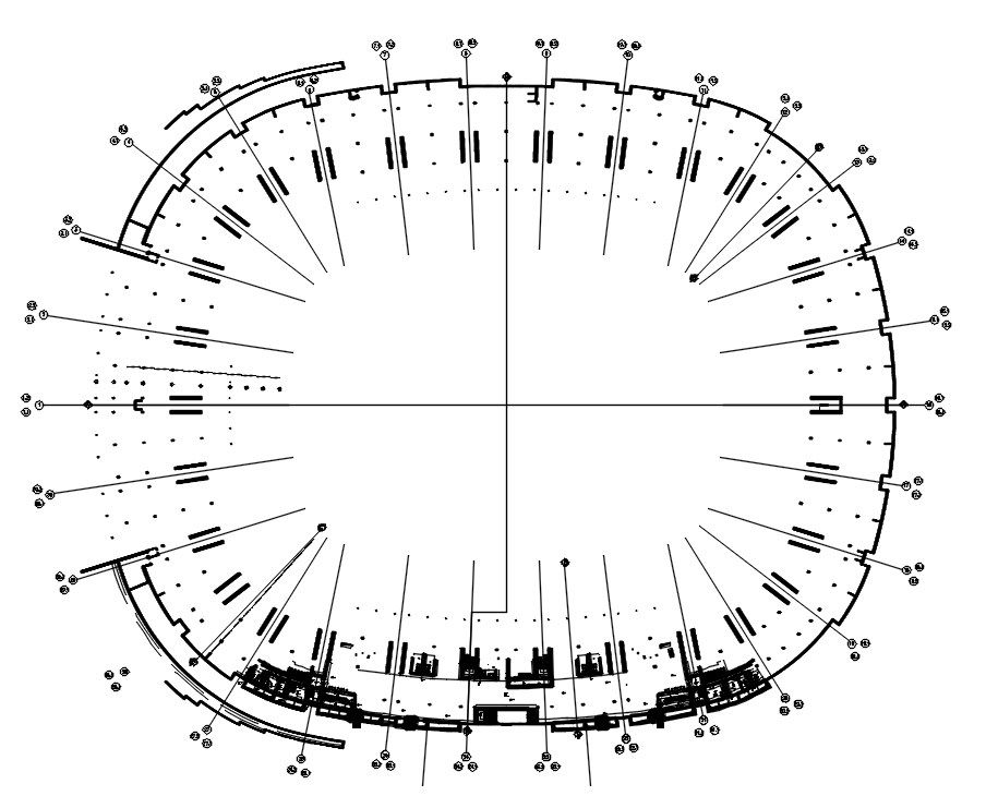 Layout plan of the stadium design in AutoCAD 2D drawing, CAD file, dwg file
