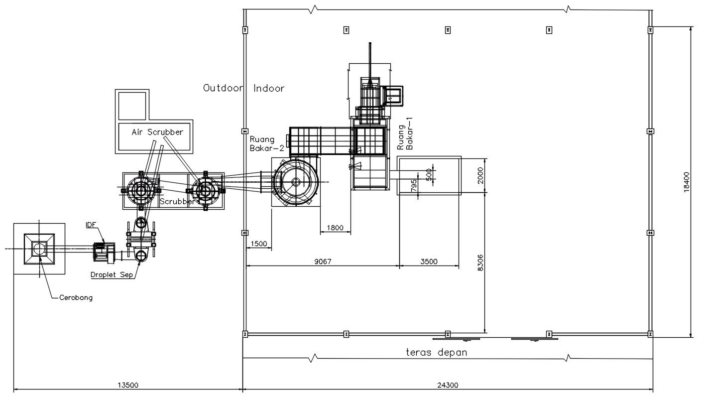 Layout plan of top view of the industrial plant with details in AutoCAD 2D drawing, CAD file, dwg file