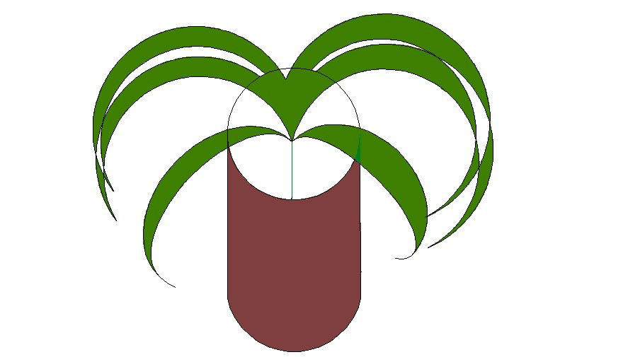 Leaf tree plant with pot 3d block cad drawing details dwg file