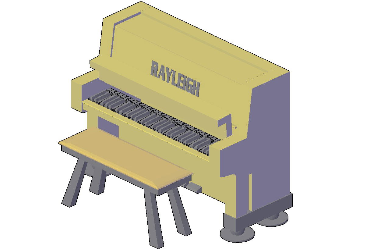 Learn How To Make 3d Cad Drawing Of Piano With Seating And Rendered File By Doing Less
