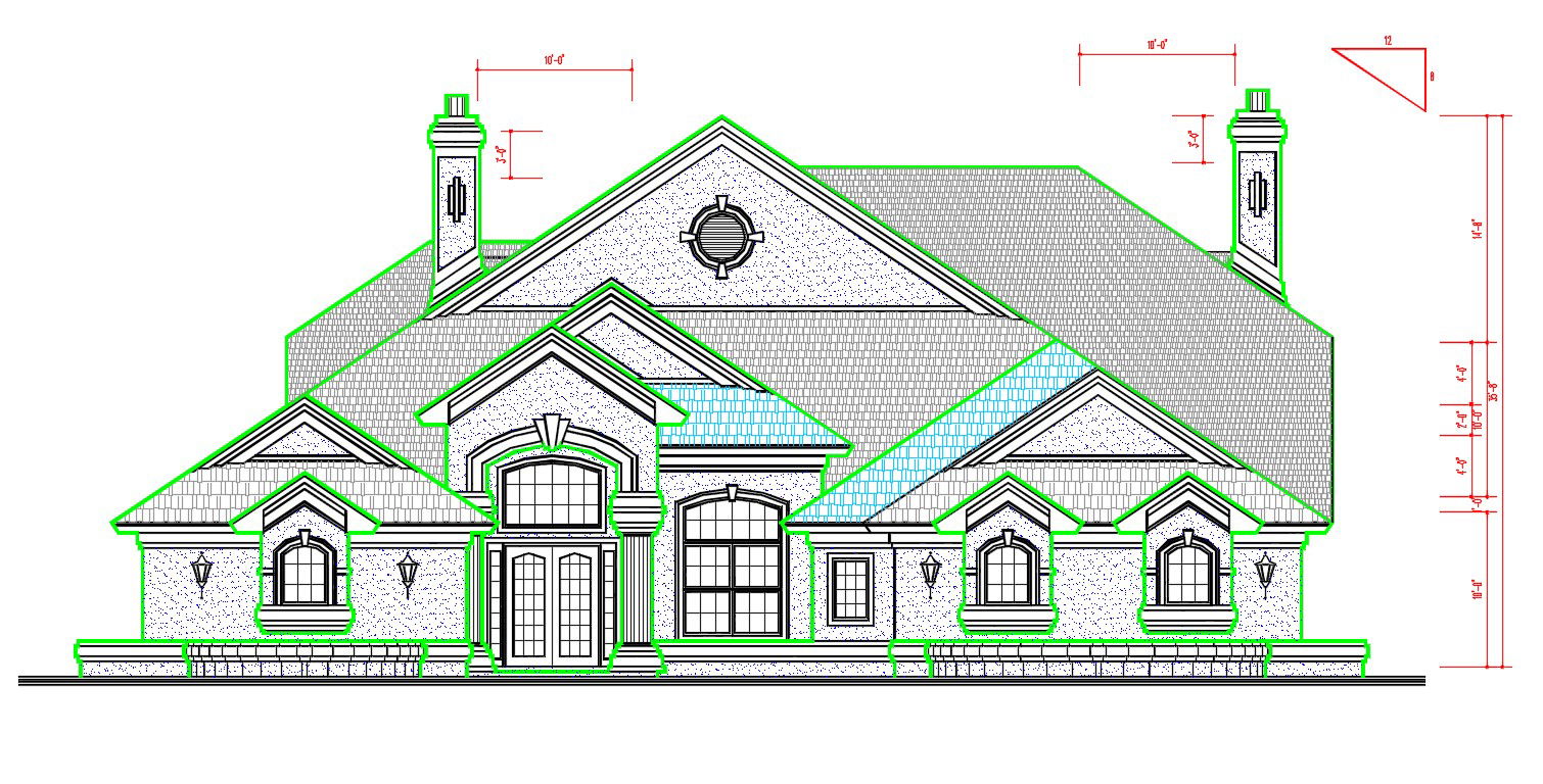 Learn How To Make Traditional Elevation Of Huge Bungalow Autocad File By Doing Less