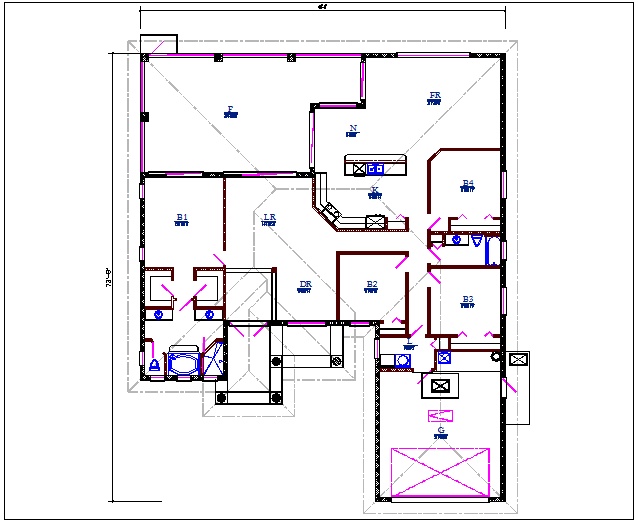 Left and right elevation details with dimension details dwg files