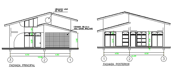 Left and right side cut sectional view of office dwg file