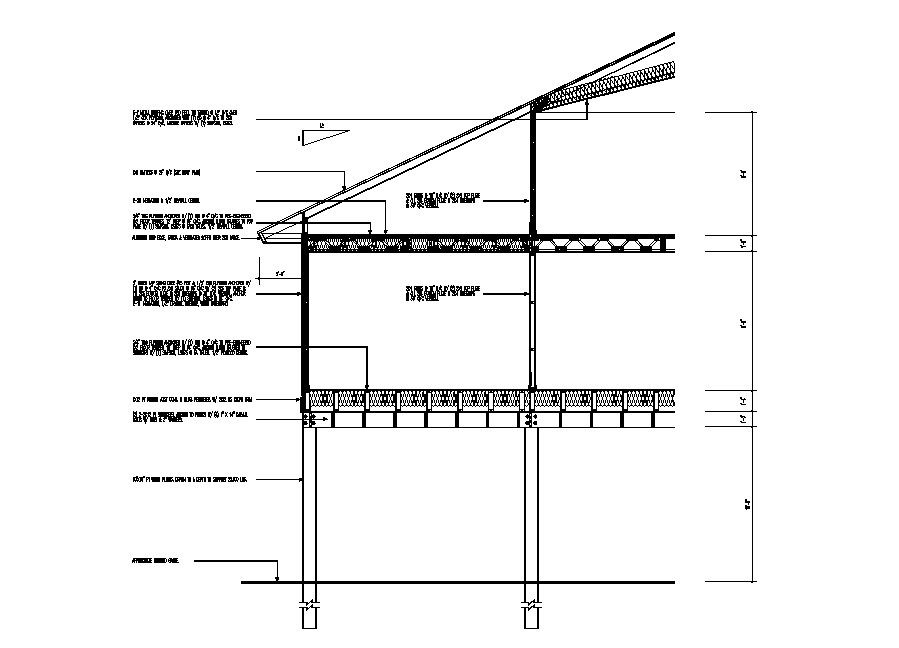 Left side constructive section details of building dwg file