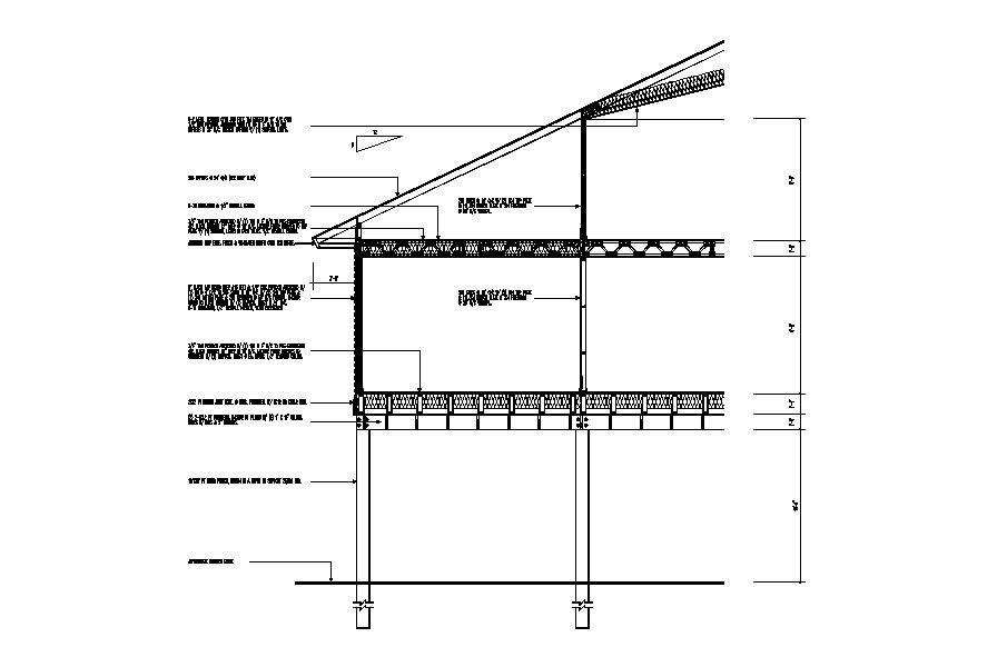 Left side constructive section details of house dwg file