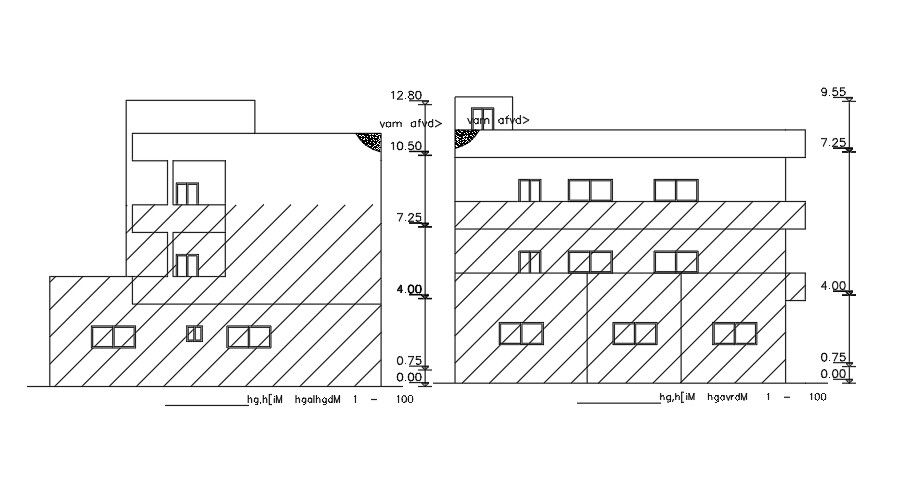 Left Elevation And Right Elevation AutoCAD Plan Download