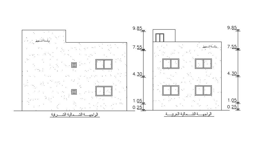 Left Side And Right Side Elevation Of 13x10 Meter House Building DWG File