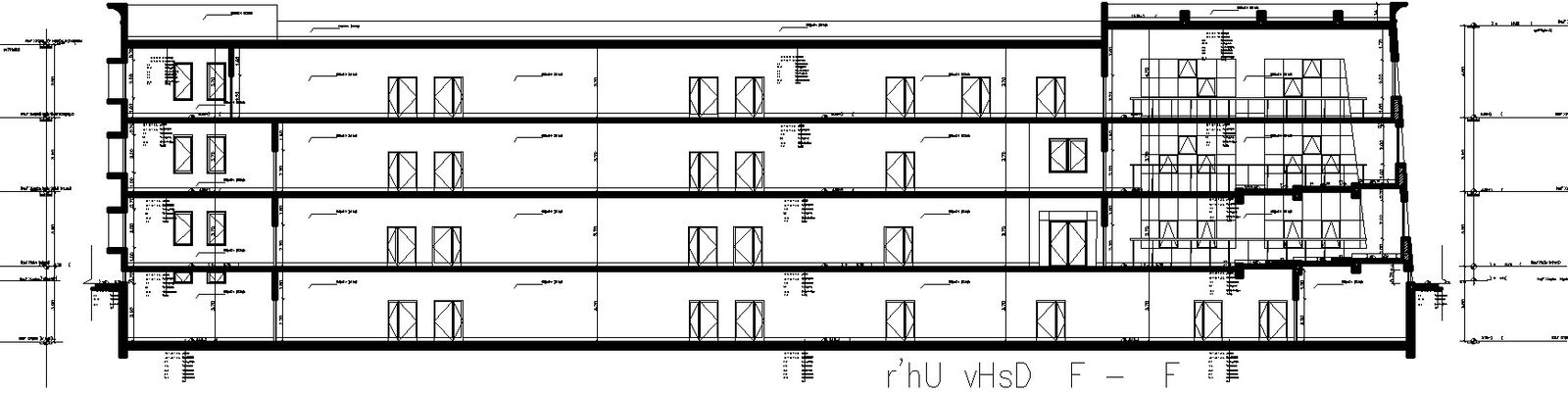 Left Side section of arts university with detail AutoCAD drawing