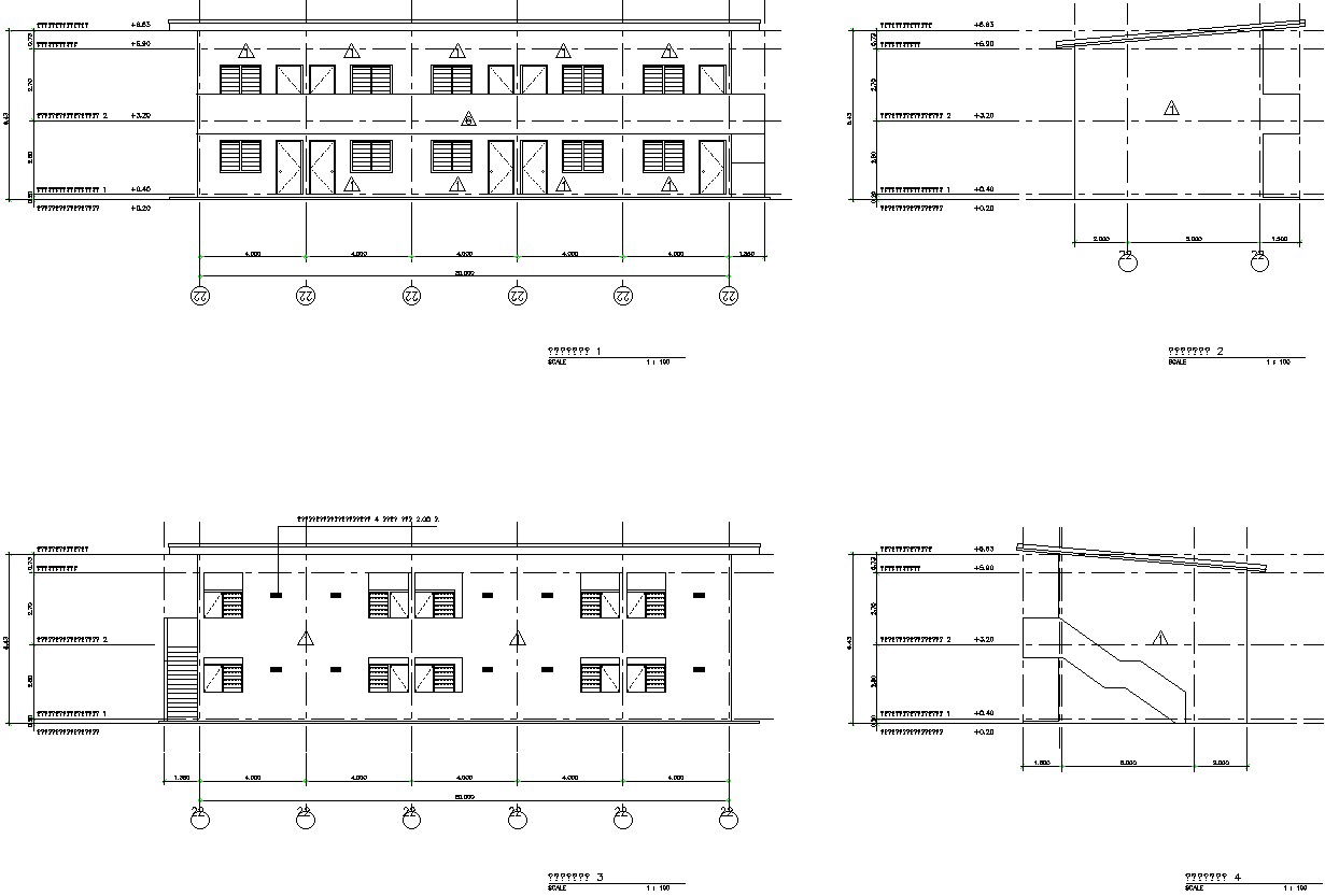 Left and right side elevation of public toilet with detail AutoCAD drawing, CAD file, dwg file