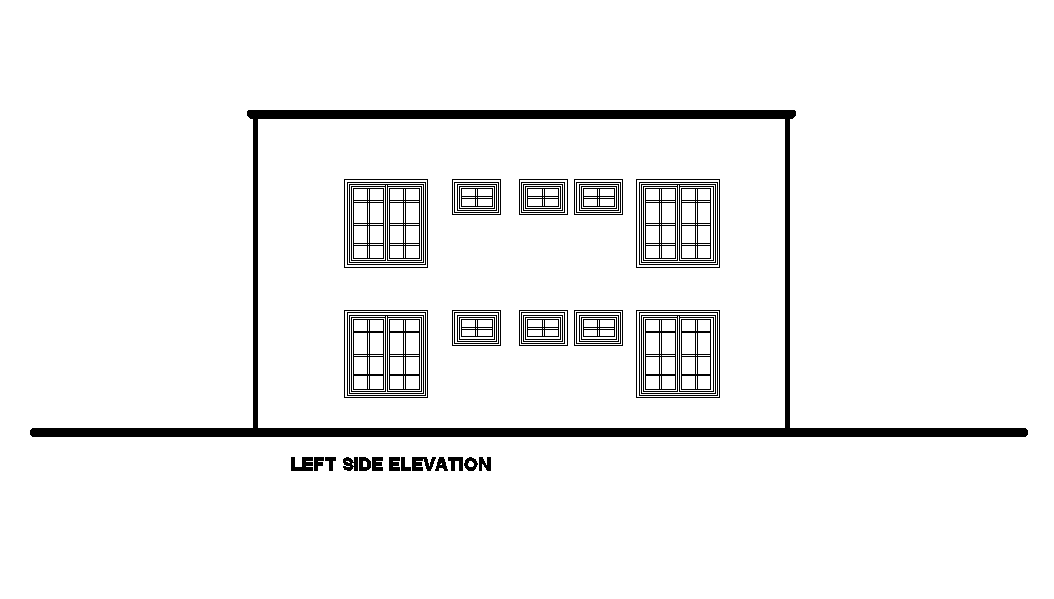 Left side elevation of 23x13m twin house plan is given in this Autocad drawing file. Download now.