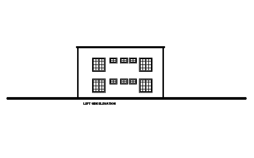 Left side elevation of 24x12m residential plan is given in this Autocad drawing file.Download now.