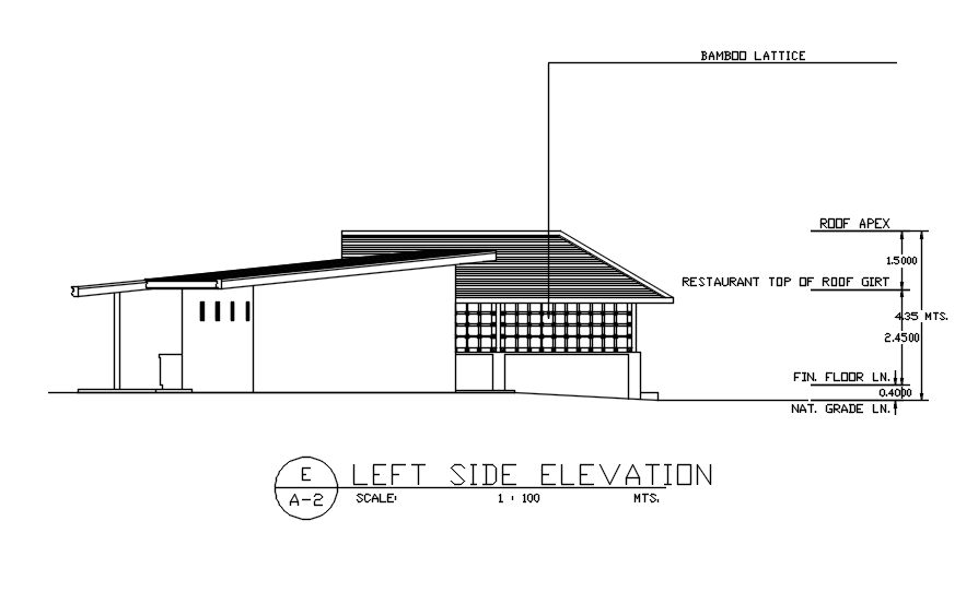 Left side elevation of resort in detail AutoCAD drawing, dwg file, CAD file