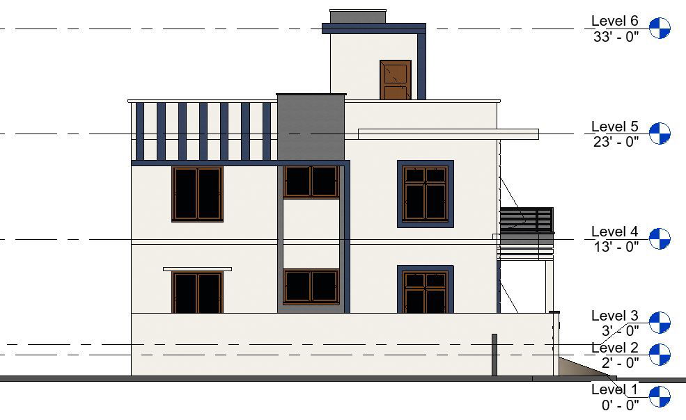 Find Left Side Elevation of House in Revit Design Layout File