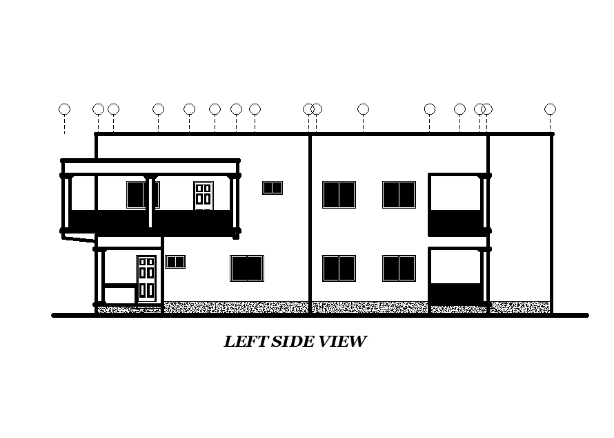 Left side elevation of the house plan is given in this Autocad drawing file.Download now.