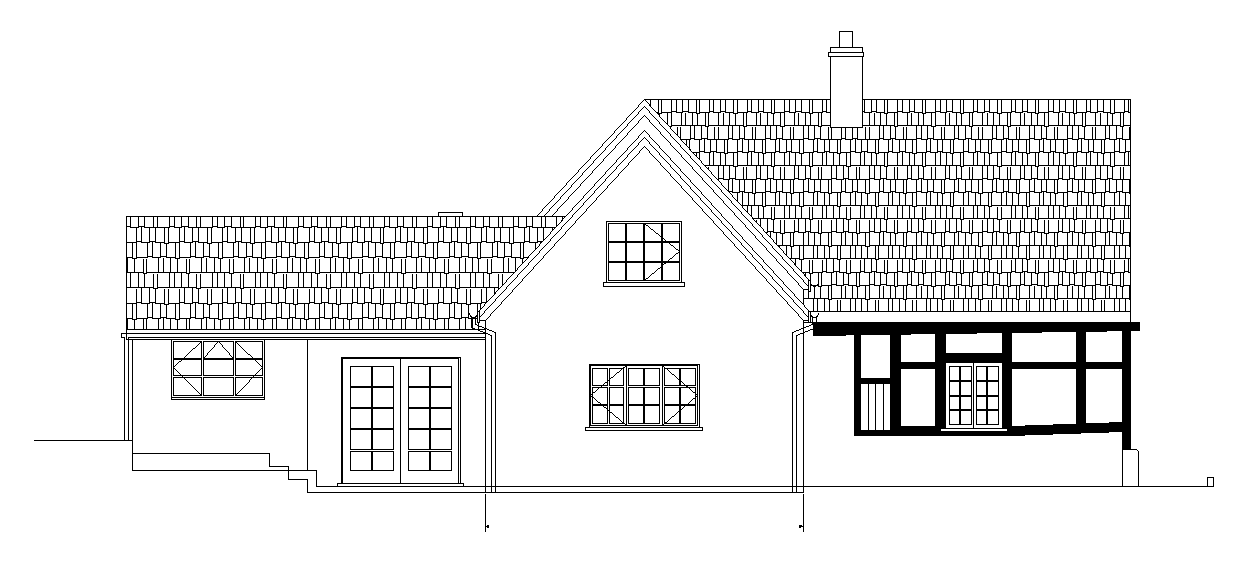 Left side elevation view of 10x11m villa building is given in this AutoCAD model. Download now.