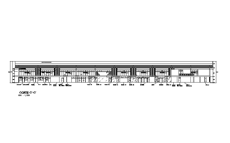 Left side elevation view of projected floor building has been given in this Autocad drawing file.Download now.
