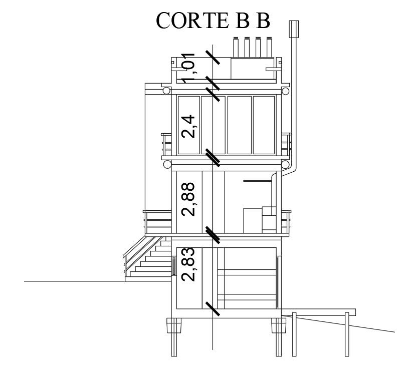 Left side section view of 15x4m house building is given in this Autocad drawing model. Download now.