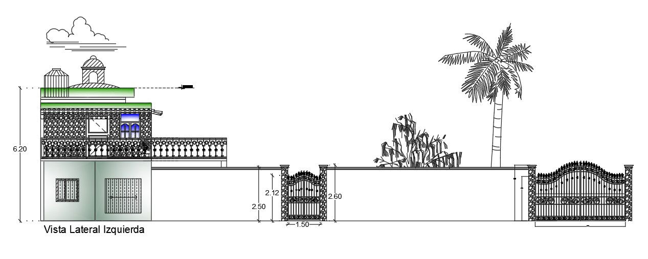 Left side section view of 9X13m house building is given in this Autocad drawing file.Download now.