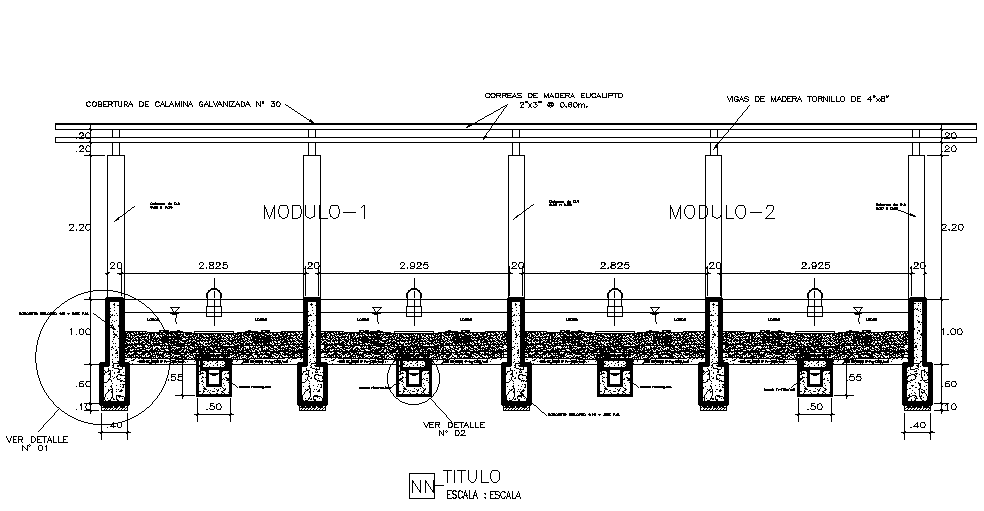 Left side section view of house building foundation structure is given in this Autocad drawing file.Download now.