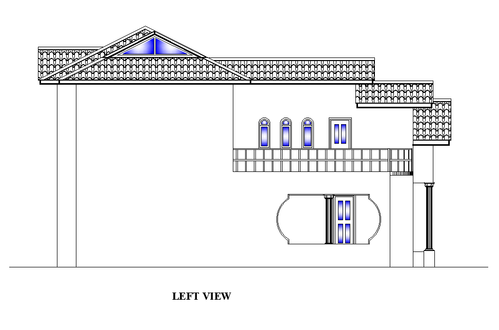 Left side view of 10x15m house plan is given in this Autocad drawing file.Download now.
