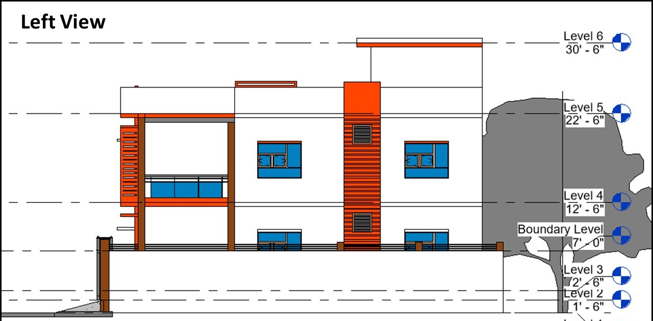 Detailed Left View of Modern House Design Available in Revit File