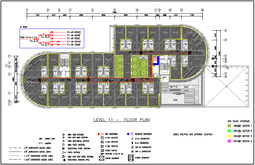 Level 11 floor plan with electrical view dwg file