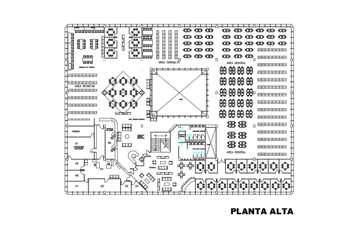 Library Building Plans In AutoCAD File