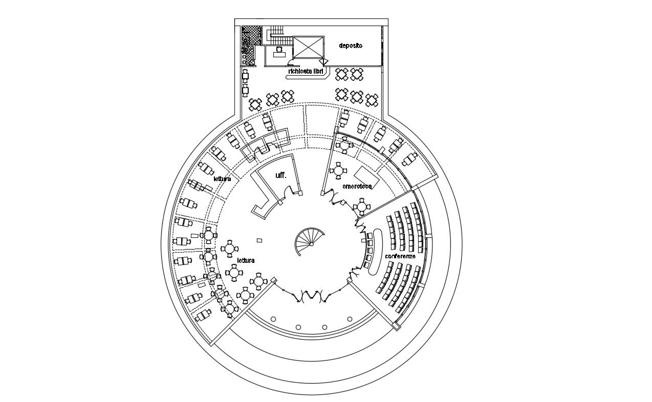 Library Design Architecture CAD plan