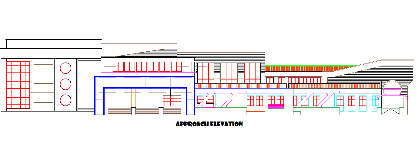 Library front elevation detail dwg file
