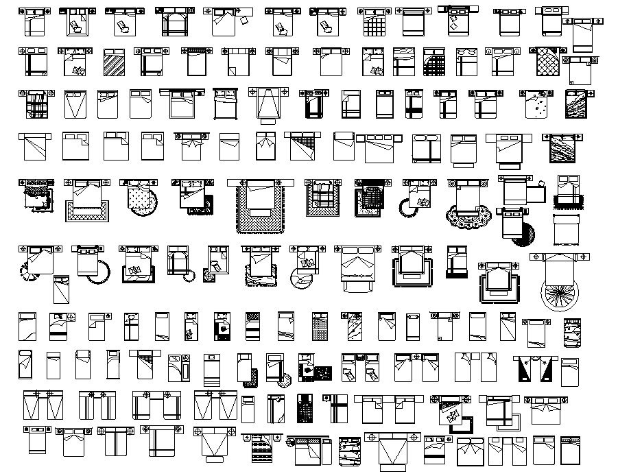 Library of Bedroom Furniture CAD Blocks in DWG Format