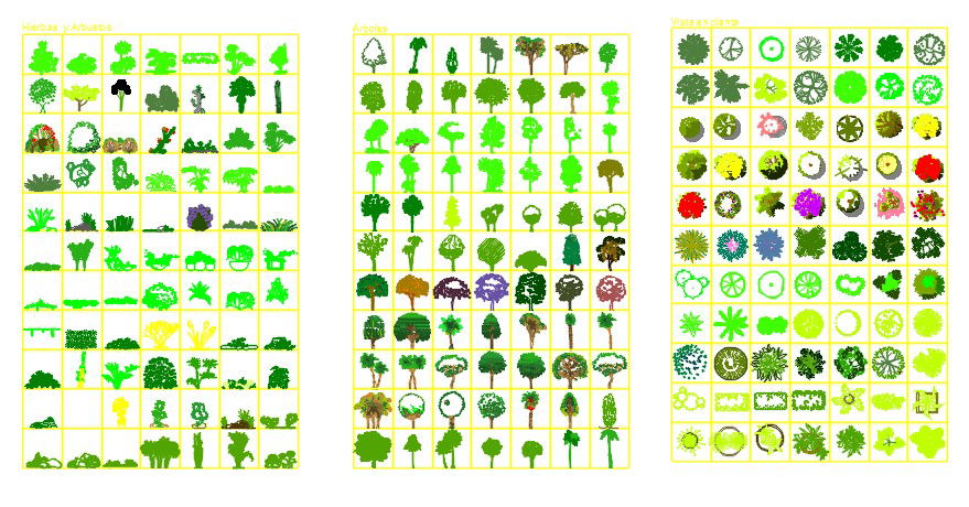 Library of tree in dwg file.