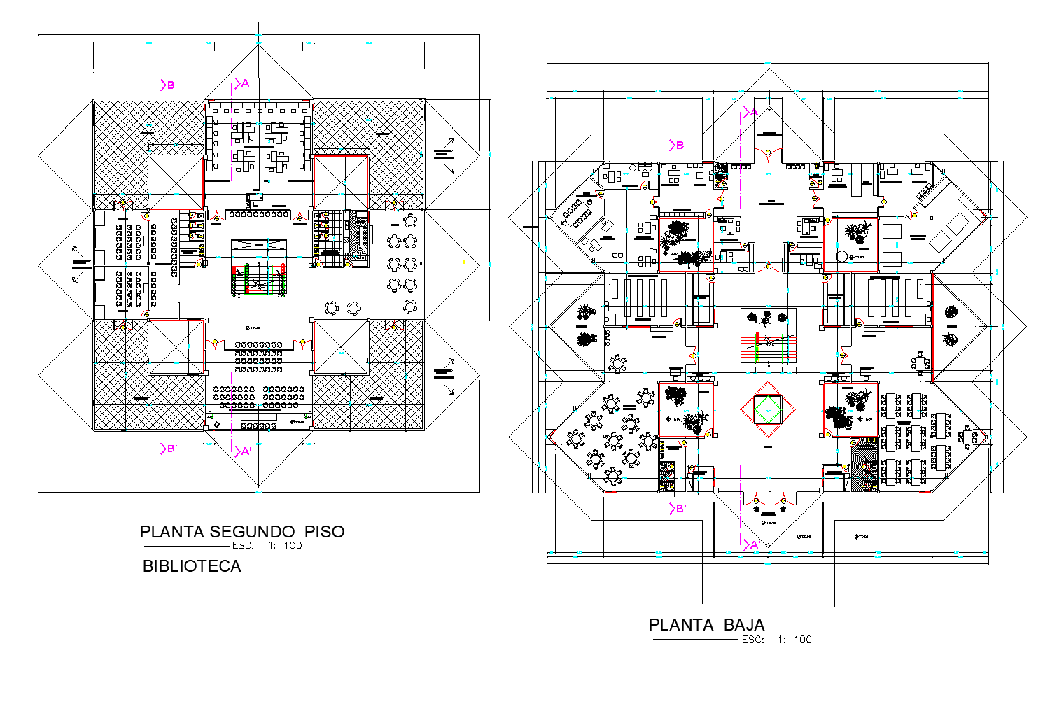 Library plan detail dwg.