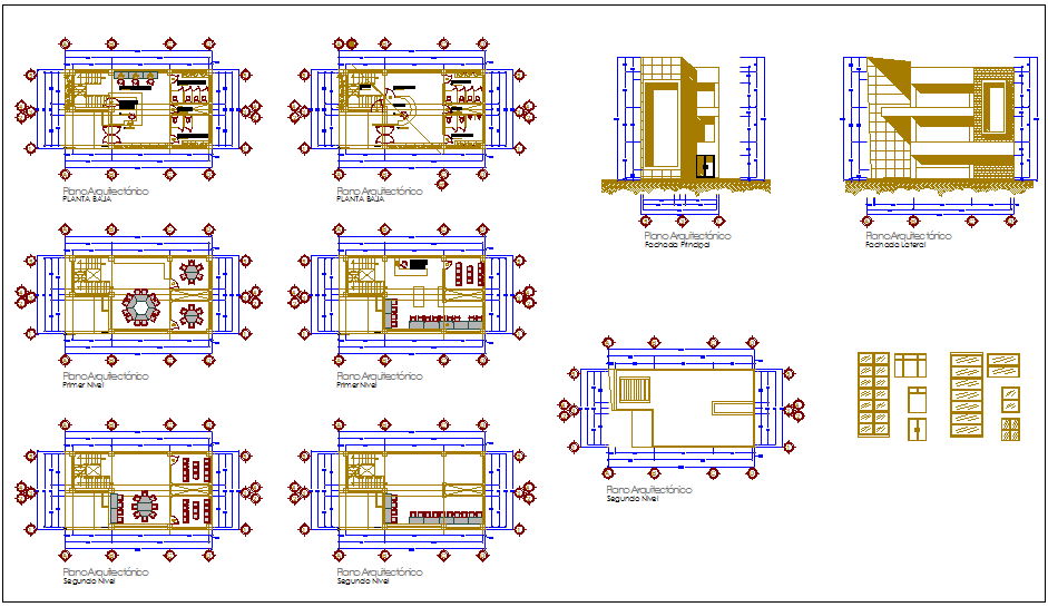 Library plan view with interior design view dwg file
