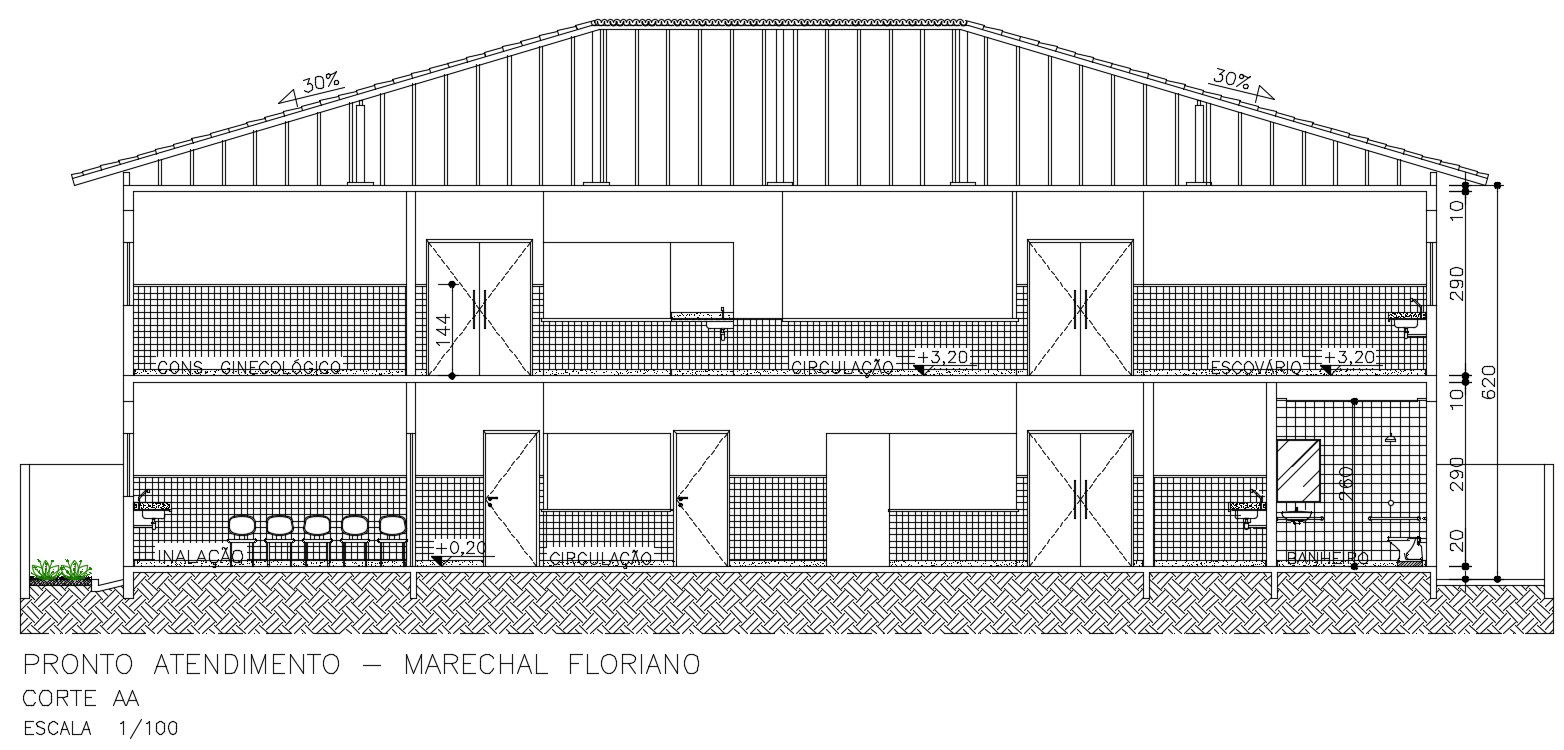 Library Building Section Drawing Download DWG File