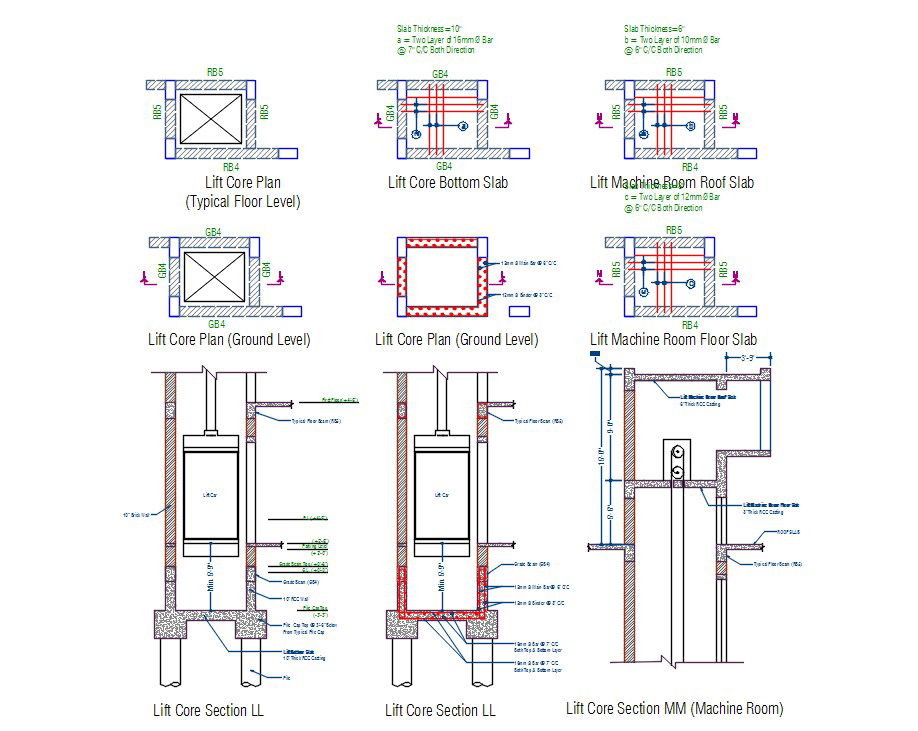 Lift Core Drawing DWG File