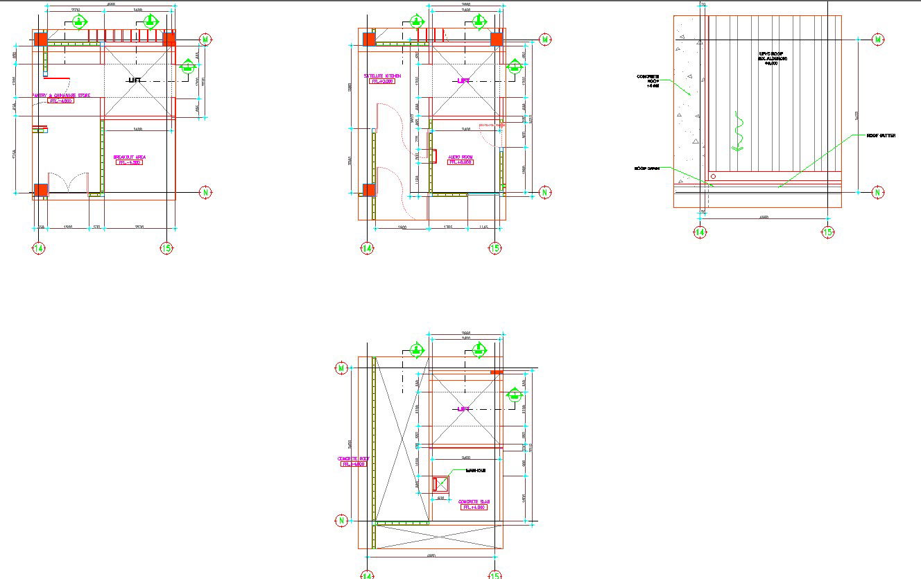 Lift Lobby Design Plan and Section DWG Drawing | Plan n Design