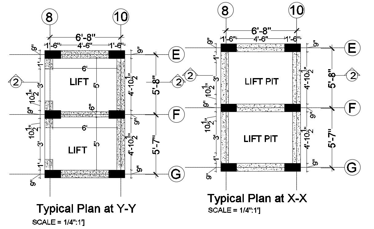 Lift detail cad drawing is given in this cad file. Download this 2d cad file now.