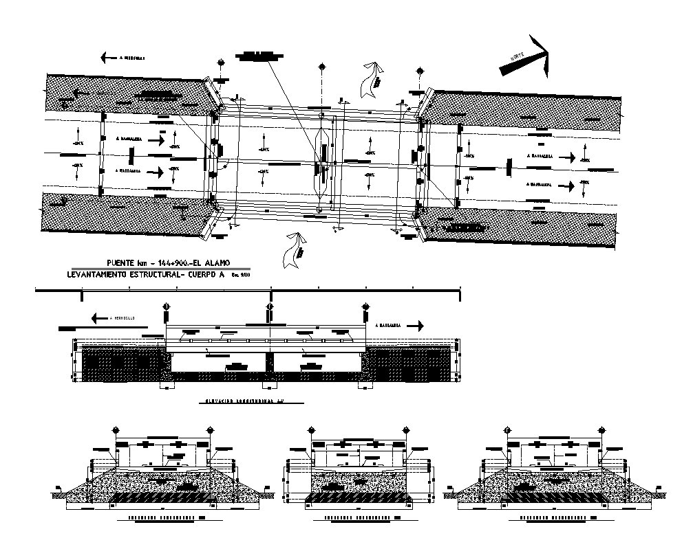 Lifting structure detail elevation, plan and sectional layout file