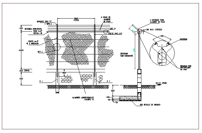 Light pole installation details of garden dwg file