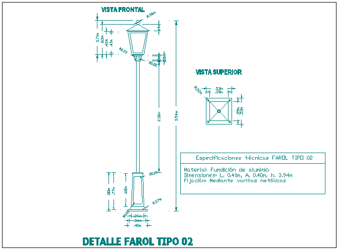 Light pole installation details of street dwg file