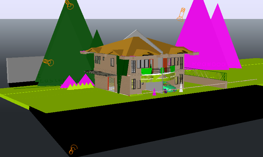 Light position view with 3d view duplex apartment dwg file