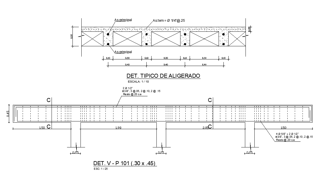 Lightened Slab Section CAD Drawing Download Free DWG File